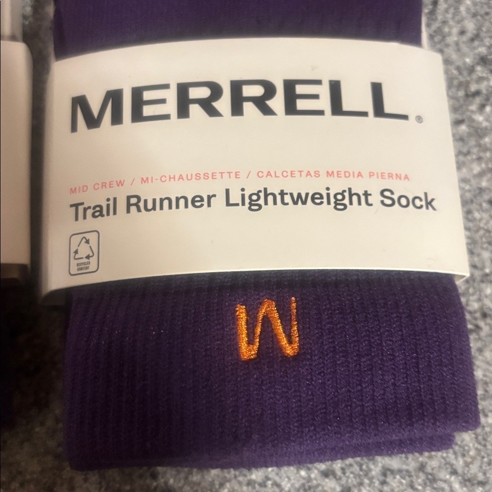 Merrell Unisex Thermal Trail Running Crew Sock Purple Galaxy Medium S/M - Picture 2 of 4